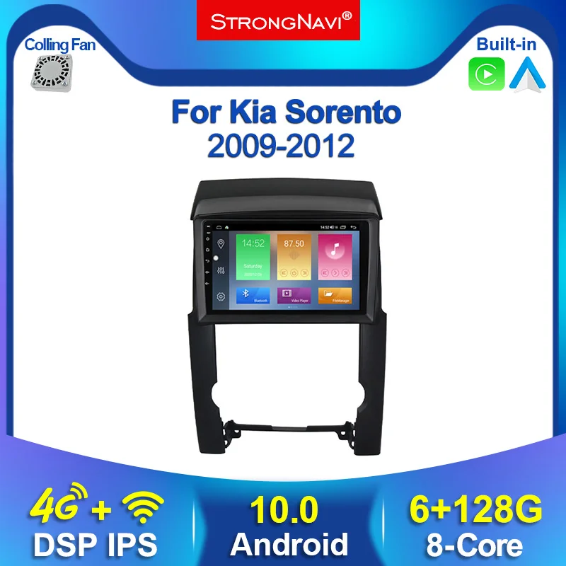 Автомобильный мультимедийный радиоплеер 6 + 128G IPS DSP Android 10 для Kia Sorento 2 XM Sedan 2009 2010 2011