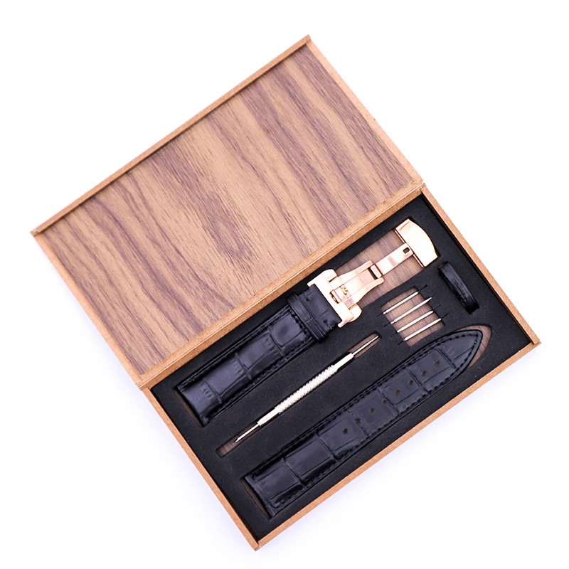 

Коричневый кожаный ремешок с пряжкой-бабочкой и четырьмя необработанными ушками, один ремонтный инструмент, ремешок, Заводской магазин, му...