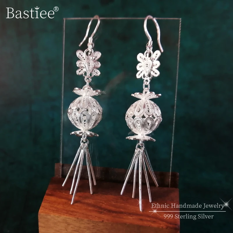 Висячие серьги Bastiee из стерлингового серебра 999 пробы женские с китайским