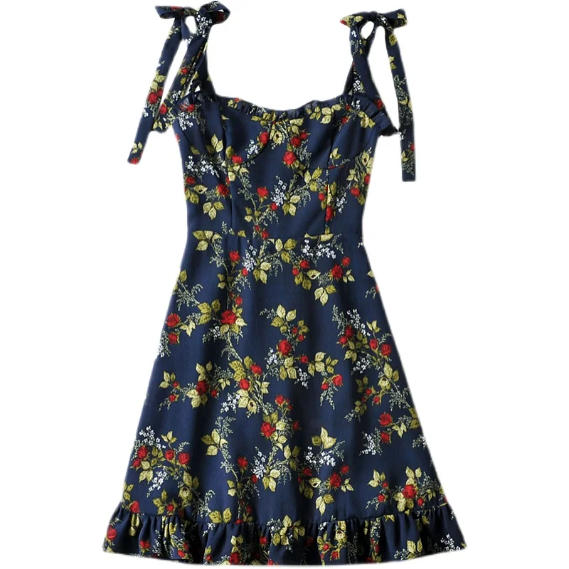 Австралийская нишевая Ретро холодная печать узкое облегающее платье комбинация