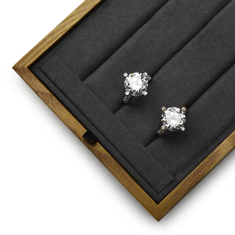 Oirlv Solid Wood+ microfibe 12-Grids Rings/Necklace Storage Tray Shop Bangle Jewelry Display Tray Props