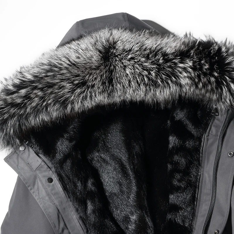 Парка мужская зимняя с капюшоном и воротником из меха норки средней