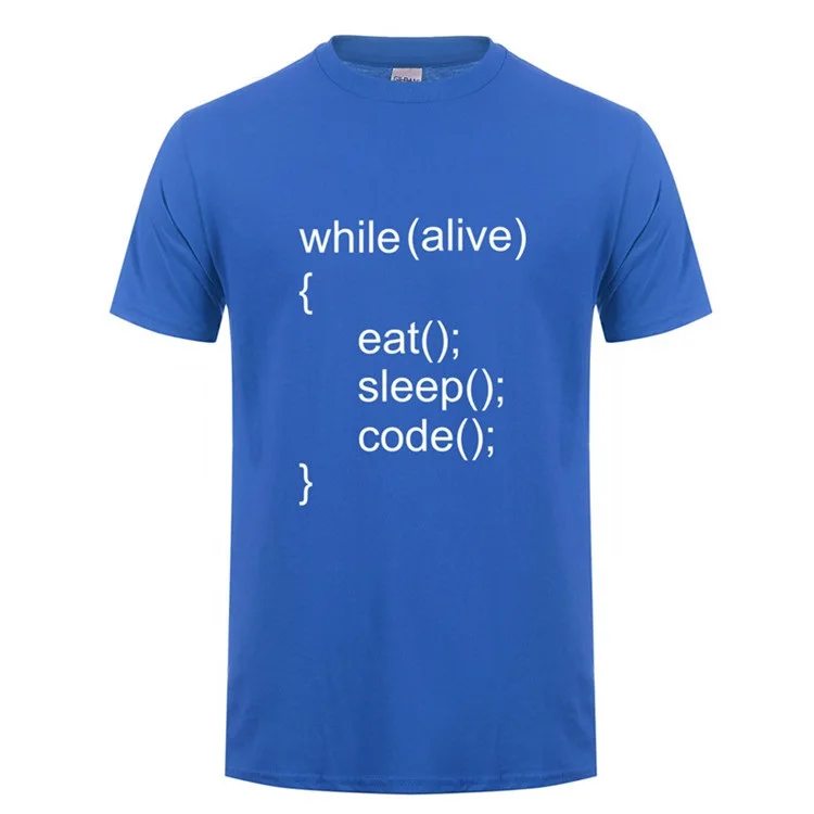 While Alive Eat Sleep Code T Shirts Men 2018 Summer Style Man Short Sleeve Cotton Java Programmer Fitness T-shirts Tops Camiseta |