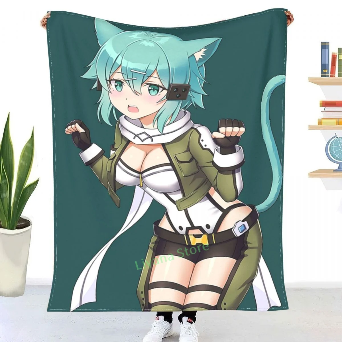 

Sinon Sword Art Online Anime Waifu Throw Blanket 3D printed sofa bedroom decorative blanket children adult Christmas gift