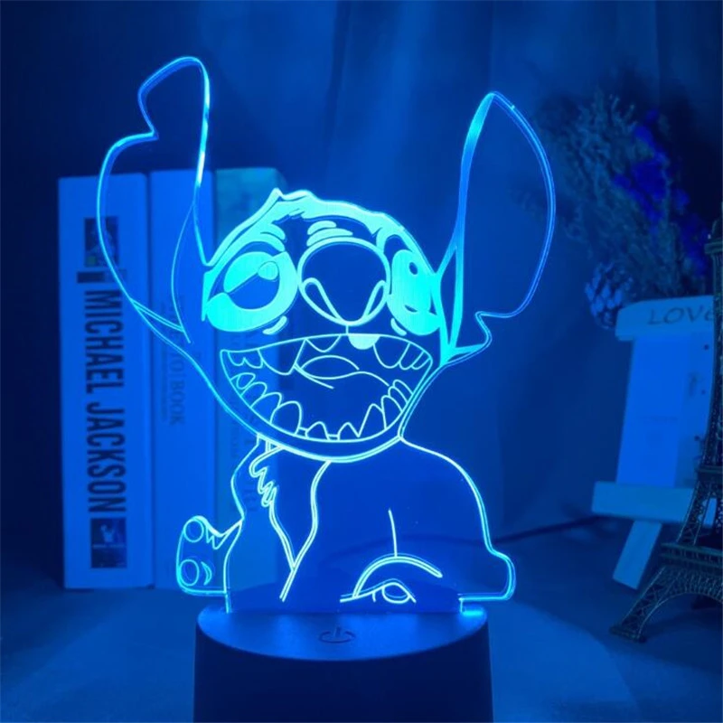 Мультяшный 3D светильник Disney акриловая светодиодная визуальная лампа Лило-Стич