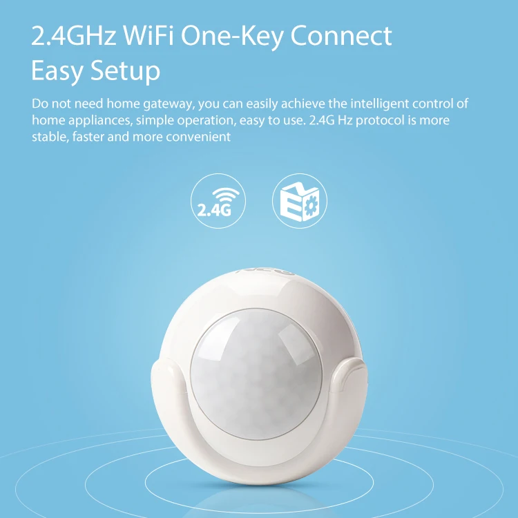WiFi умный PIR датчик движения, умный дом безопасности инфракрасного оповещения Dectector совместим с IFTTT для голосового управления, не нужен концентратор