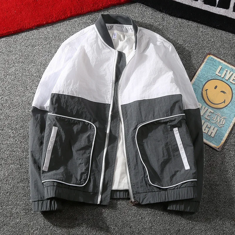 

New 2020 Fashion splice Jacket Men Brand New Spring and Summer Slim Fit Mens Casual Varsity Jackets and Coats Plus Size 3XL