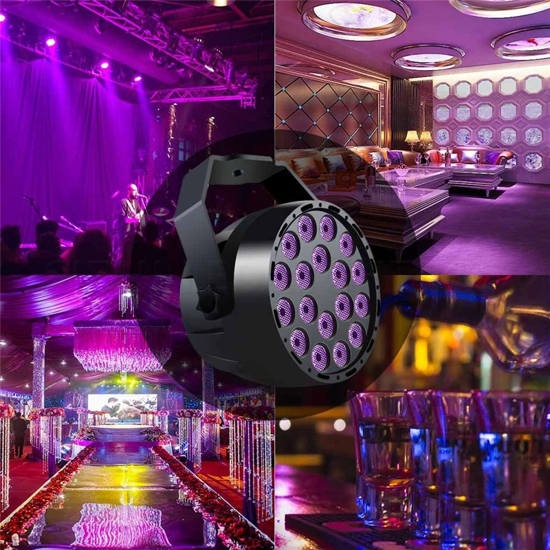 

10PCS Newest 18 LEDs 54W Par Light Stage Light by Remote and DMX512 Control Birthday Wedding Club Party Stage UV Purple Lighting