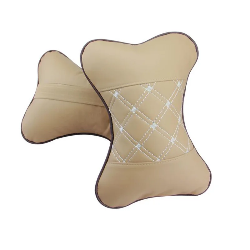 

2pcs high quality leather car headrest seat cushion comfortable four seasons universal lumbar pillow car interior accessories