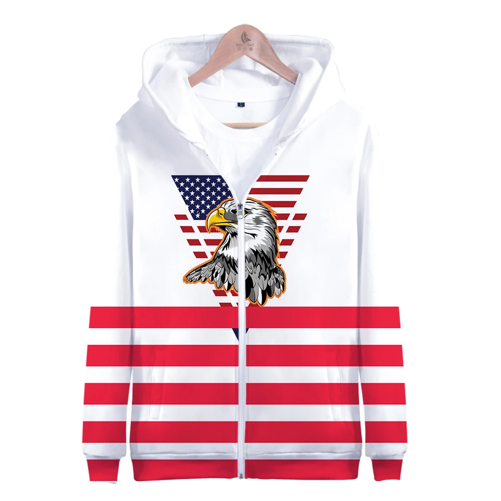 Independence Day Zipper Hoodies Men New Fashion Fourth of July Hoodie Sweatshirts 3D Hooded Casual Tops | Мужская одежда