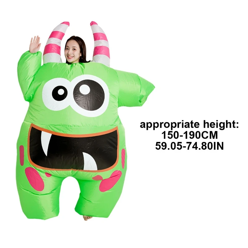 

Cartoon Green Mouth Halloween Adult Cosplay Inflatable Suit Festive Party Clothing Set Carnival Party Event Funny Costumes