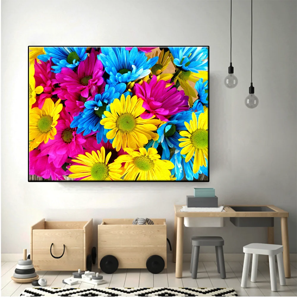 

Colorful Flowers DIY Painting By Numbers Beautiful Daisy Pictures By Numbers 40X50 Bedroom Decorative Paintings Unique Gift