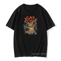cat attack t shirt men comics t shirt summer crazy tops cartoon tees giant mutant monster tshirt fantasy tops tees