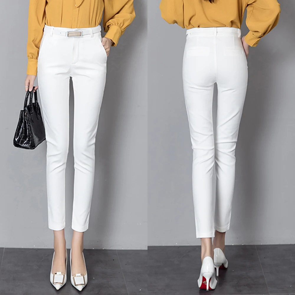 Женские брюки-карандаш эластичные облегающие брюки до щиколотки для офиса на