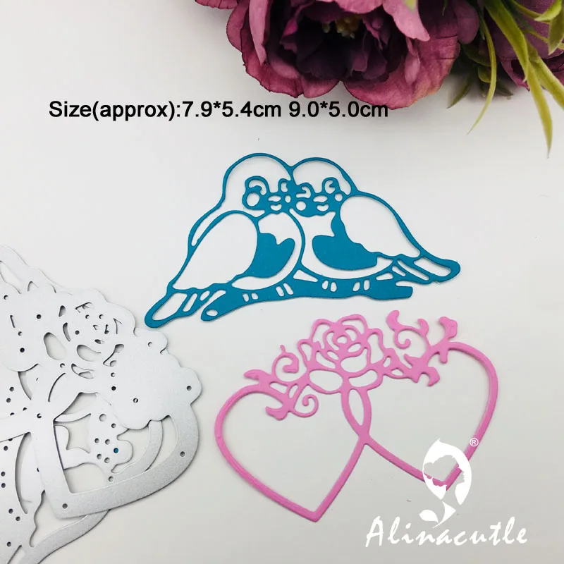 Металлическая высечка Двойное сердце Птицы Сделай Сам Скрапбукинг Бумага