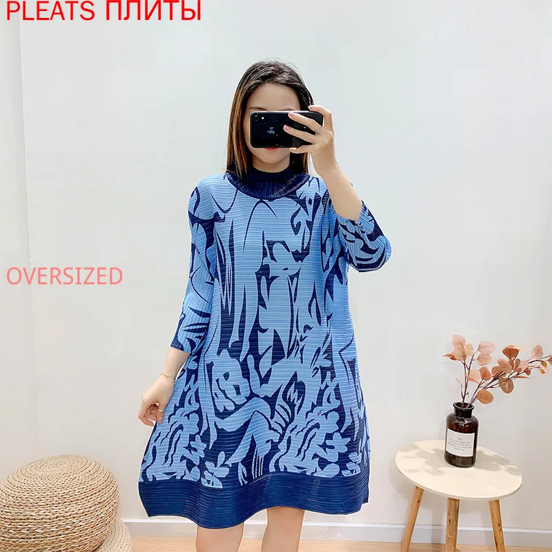 

Miyake Pleated New Early Spring Style Slim Fashion Junior Dress Pleats Vestido De Mujer Robes Robe Femme Vestidos