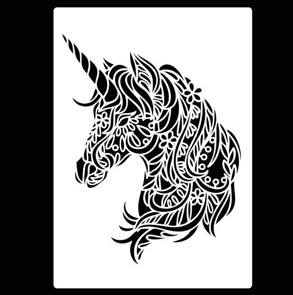 

A2 A3 A4 Единорог винтажный цветочный DIY трафареты для наслоения настенная живопись раскраска для скрапбукинга тиснильный альбом декоративны...