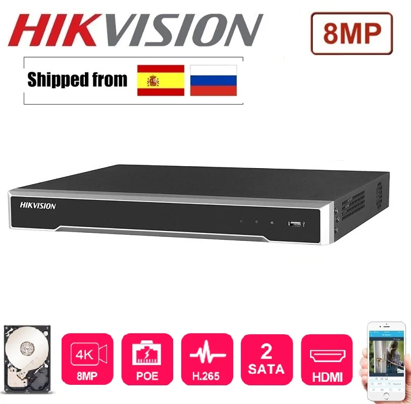 

HIKVISION 4K network NVR DS-7608NI-K2/8P with 8POE Port & DS-7616NI-K2/16P with 16 POE Port with 2 SATA Interfaces HDMI Out