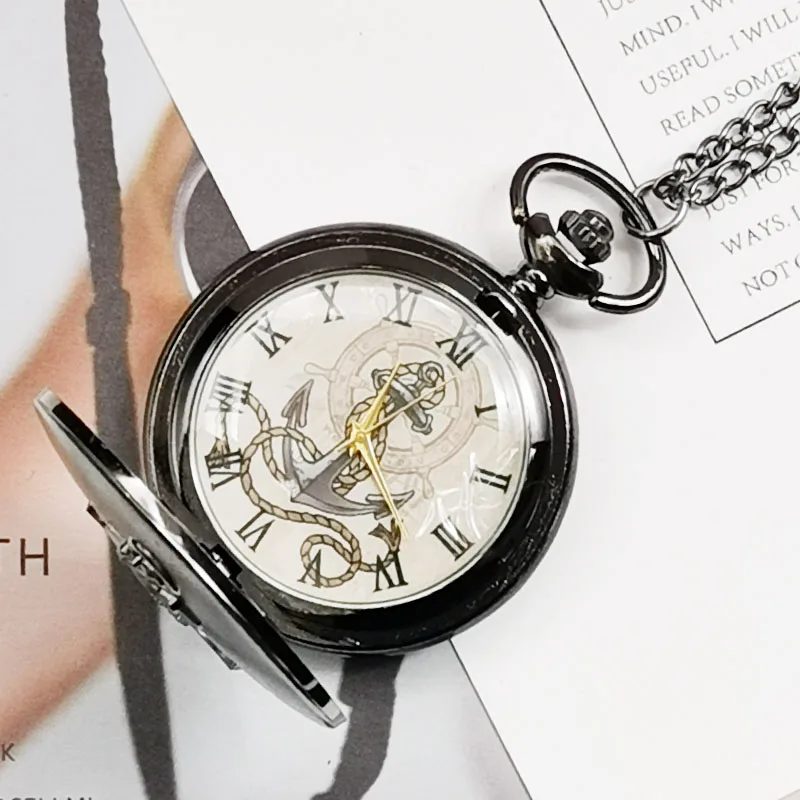 Новое поступление винтажные карманные часы с пиратским якорем и кварцевым