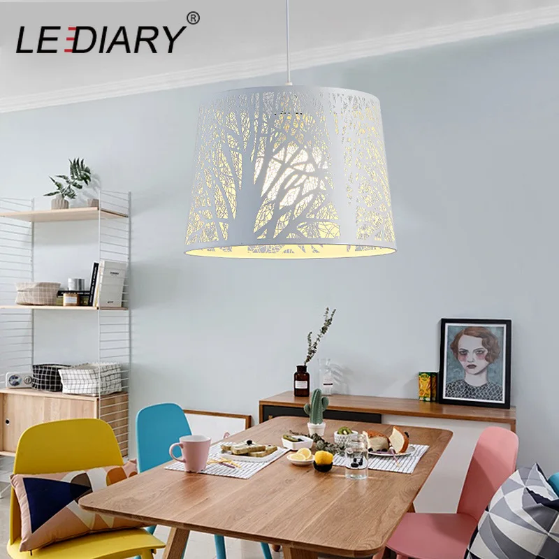 Железная Подвесная лампа LEDIARY с белым рисунком деревьев европейский ресторан