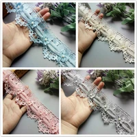 2 yard soluble heart bowknot pearl embroidered lace trim ribbon fabric sewing craft patchwork handmade for costume decoration