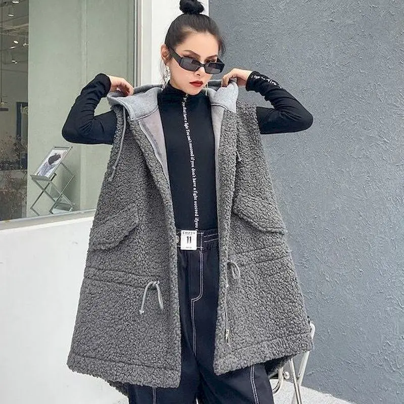 Женский жилет из овечьей шерсти осенне-зимний свободный Универсальный средней