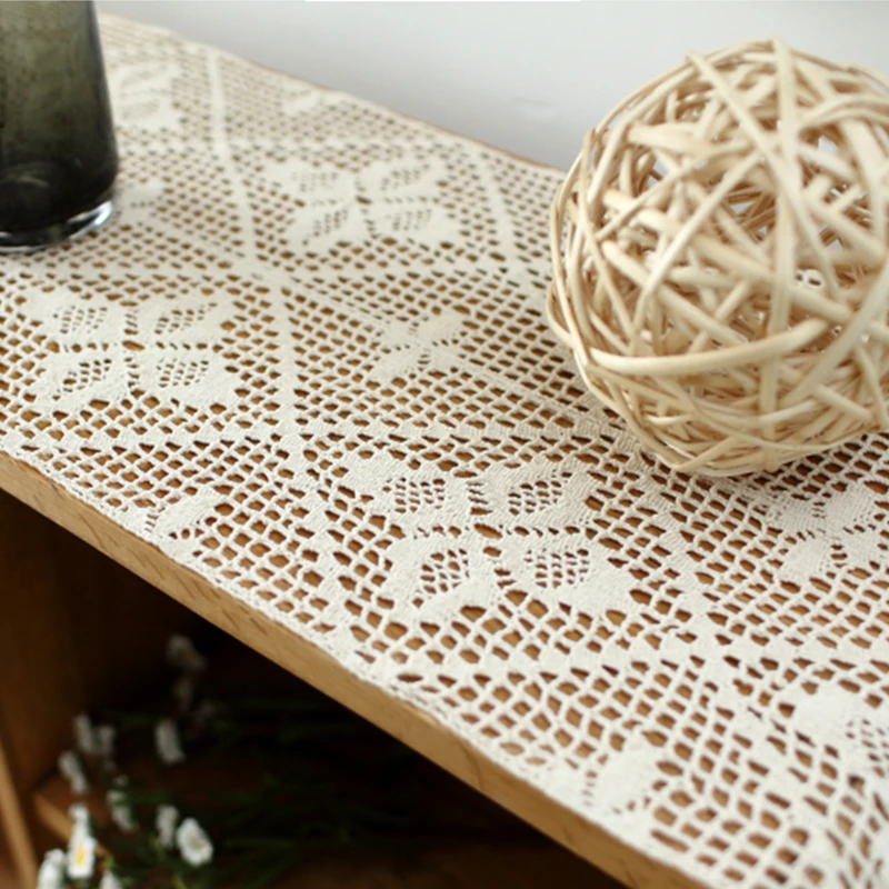 

Table cloth cotton crochet rectangular tassel table flag can be customized retro color cabinet desktop decoration