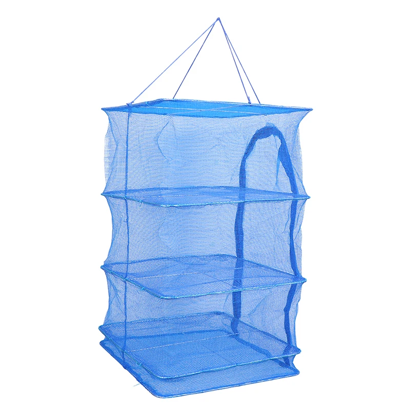 Складной 4 слоя сушки рыболовная сеть подвесная рыбы овощей посуды сушилка PE