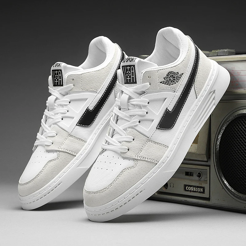 

Men's Skateboard Shoes Fashion Leather Breathable Sneakers Outdoor All-match Trend Casual Shoes Personality Men's Lace-up Shoes