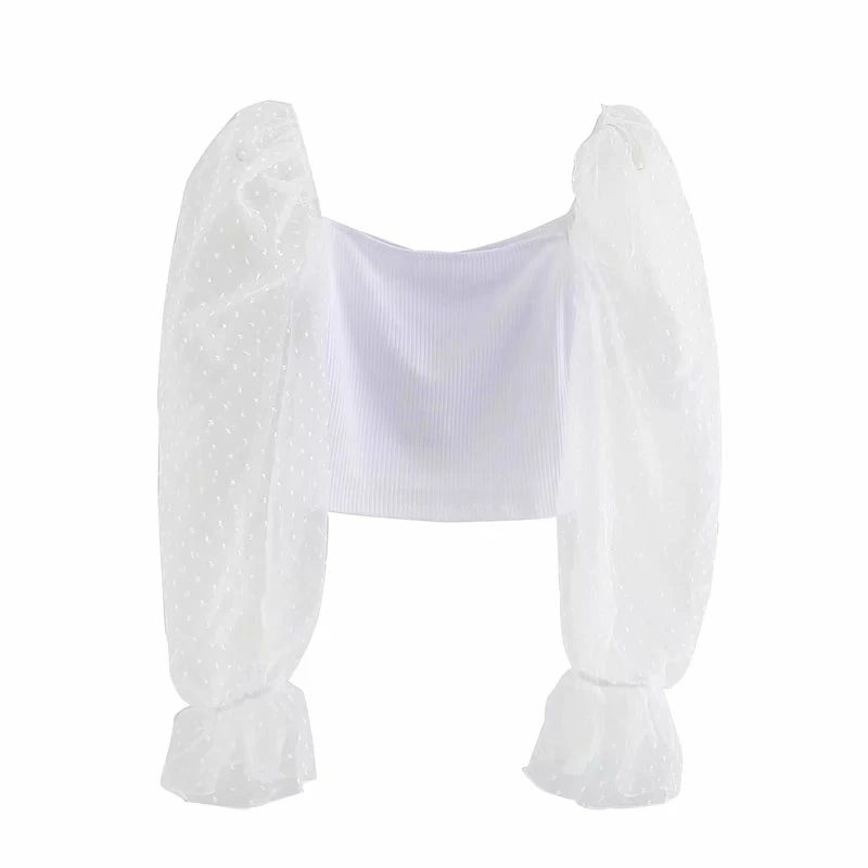 Элегантные женские сетчатые рубашки в горошек 2020 модные Лоскутные трикотажные