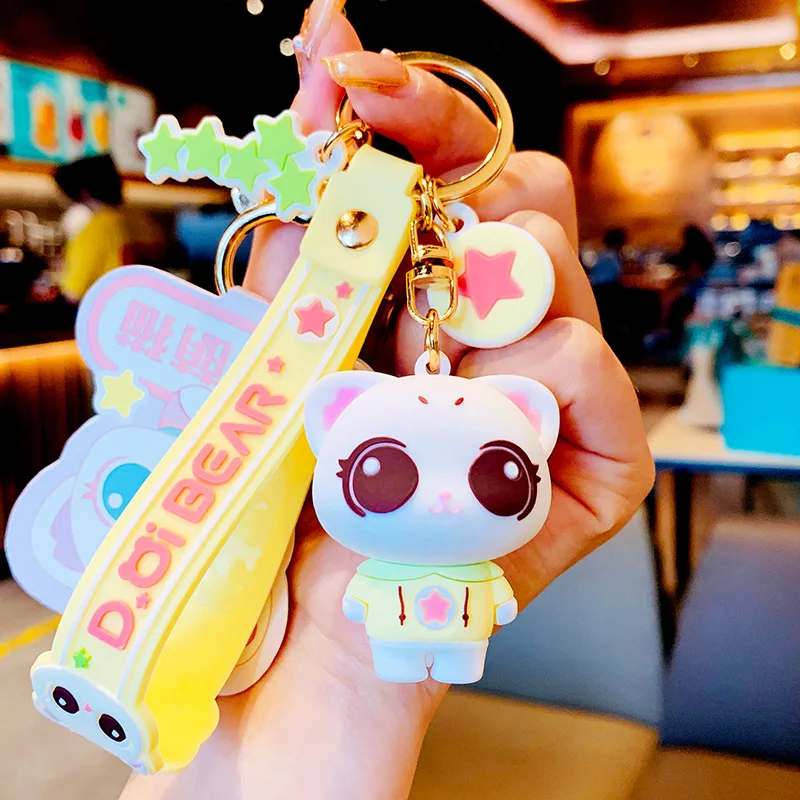 

Cute Big Eye Cat Key Chain Women Men Kawaii Kitten Car Fashion Keyring Animal Jewelry Dating Anniversary Gift Key Pendant