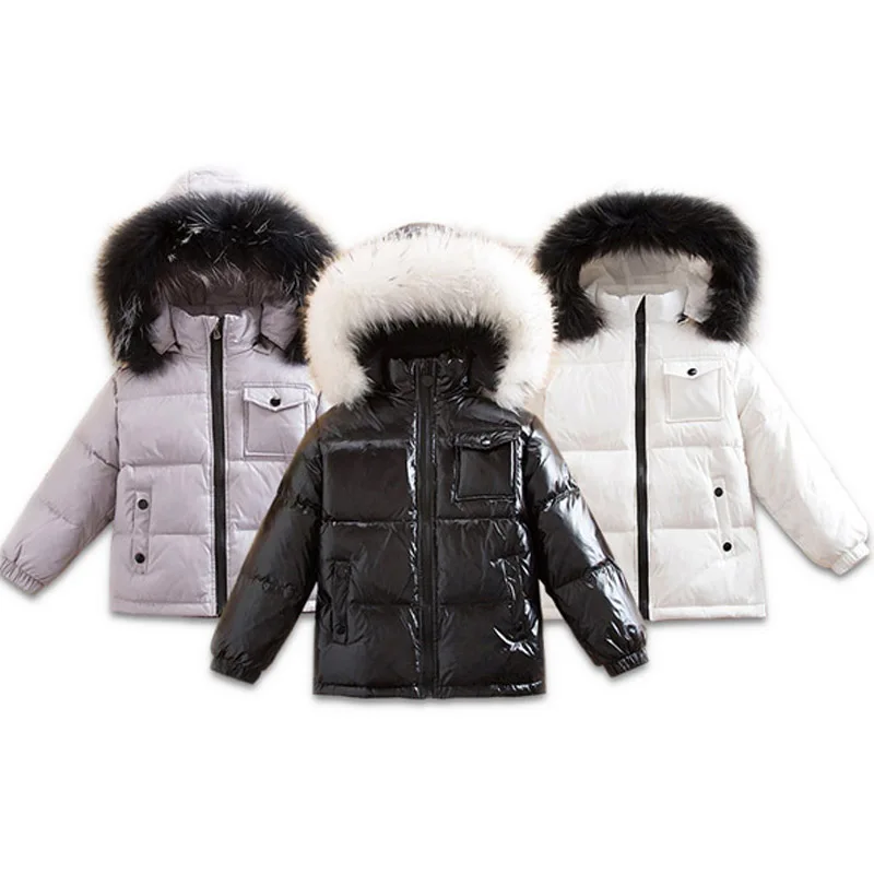 Children's Down Coat Parka 2-16Y Boys Girls Warm Down Cold Jacket White Duck Down - 30 Degree Winter Ski Suit Natural Fur Collar