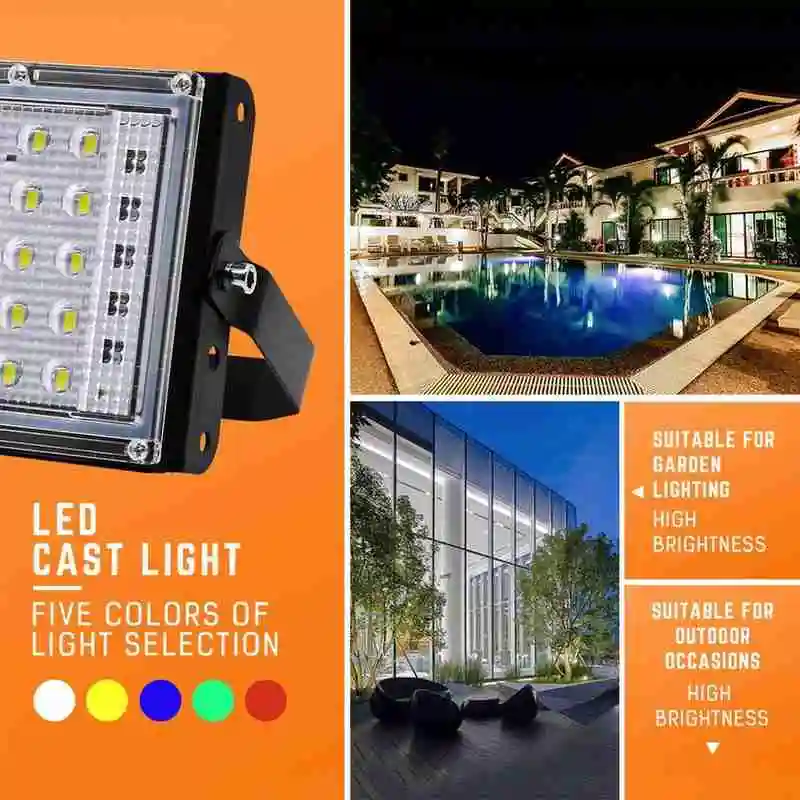 

50W Watt LED Flood Light Waterproof Spotlight Garden For Road, Used IP65 Waterproof Rating. Light Can Decoration Be Residen N0U0