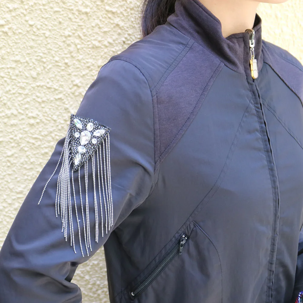 2 шт. черная кисточка бисером epaulette для одежды панк-куртка костюм DIY мода кисточка значок epoulets Наплечная накладная заплата