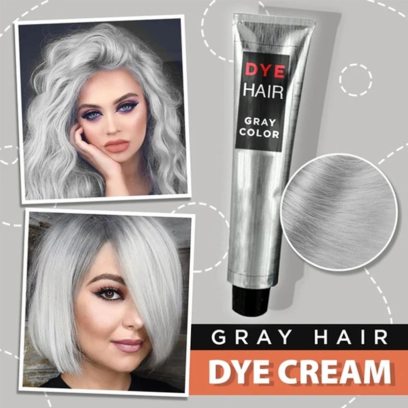 

New Gray Hair Dye Coverage Gray Hair Root Color Nature Permanent Light Grey Silver DIY Dye Cream Nourishing Unisex Fashion Hair