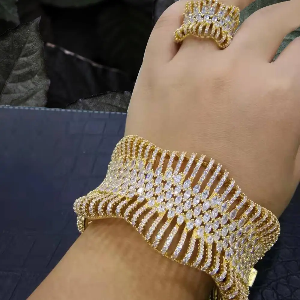 SISCATHY благородный женский большой полый золотой браслет кольцо ювелирный набор