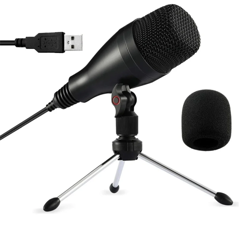 

USB Microphone Condenser Recording with Tripod Stand Cover for Podcast YouTube Streaming Gaming Plug and Play Computer Mic