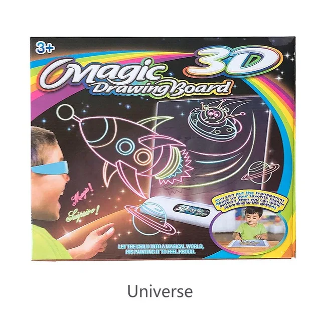 Universe 3D доска для рисования с игрушками креативная волшебная доска красочная ручка для рисования планшет каракули эскиз живопись светящиеся Развивающие игрушки для рисования - Цвет: Universe