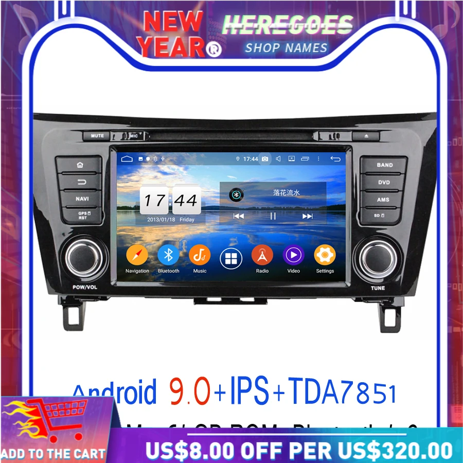 Автомобильный DVD плеер 1280 * 720DSP Android 9 0 4 ГБ 8 ядер 64 GPS карта RDS радио Wi Fi Bluetooth 2 для