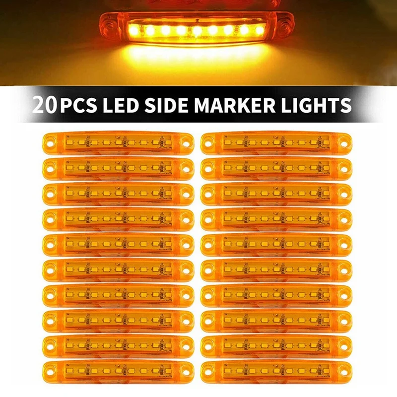 

New20Pcs Durable Amber 9-LED Truck Trailer Lorry Sealed Side Marker Clearance Light Low Led Trailer Light Rear Side Lamp