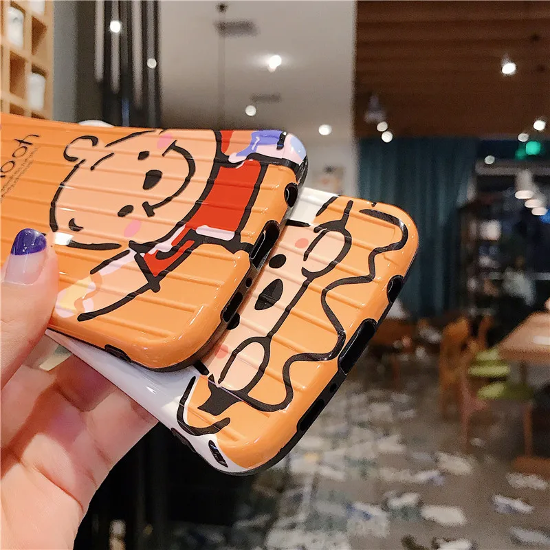 IUENUA изогнутый чемодан медвежонок пух чехол для телефона samsung Galaxy Note 10 S8 S9 S10 Plus 9 8