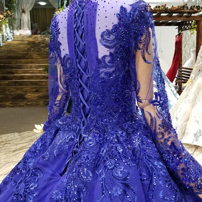 LS324771 синее мусульманское puffy vintage вечернее платье для матерей невесты с длинными