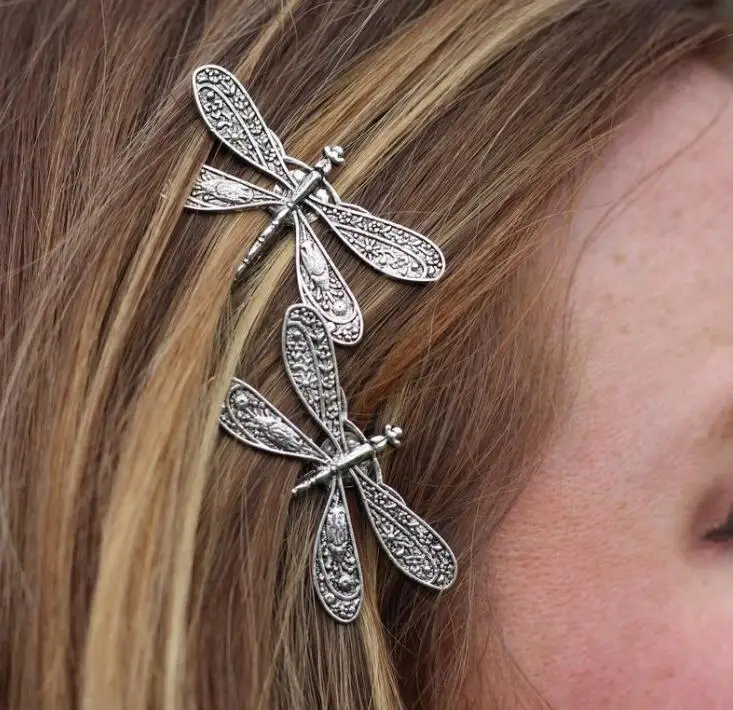 Старинные Бронзовые заколки для волос Стрекоза Свадебные Элегантные Заколки Для