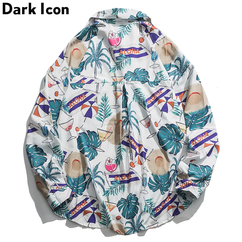 Dark Icon гавайская Стильная мужская рубашка с принтом для мужчин осень 2019 отложным