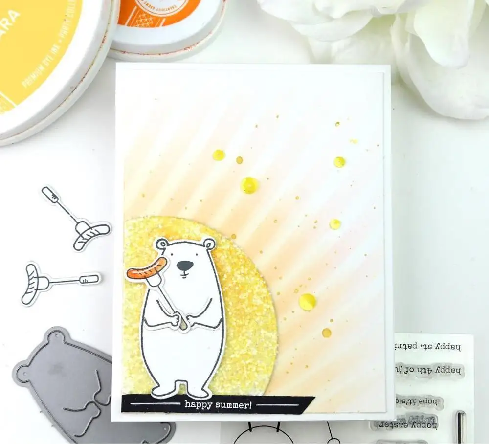 Металлические Вырубные штампы и с милым медведем для скрапбукинга фотоальбома