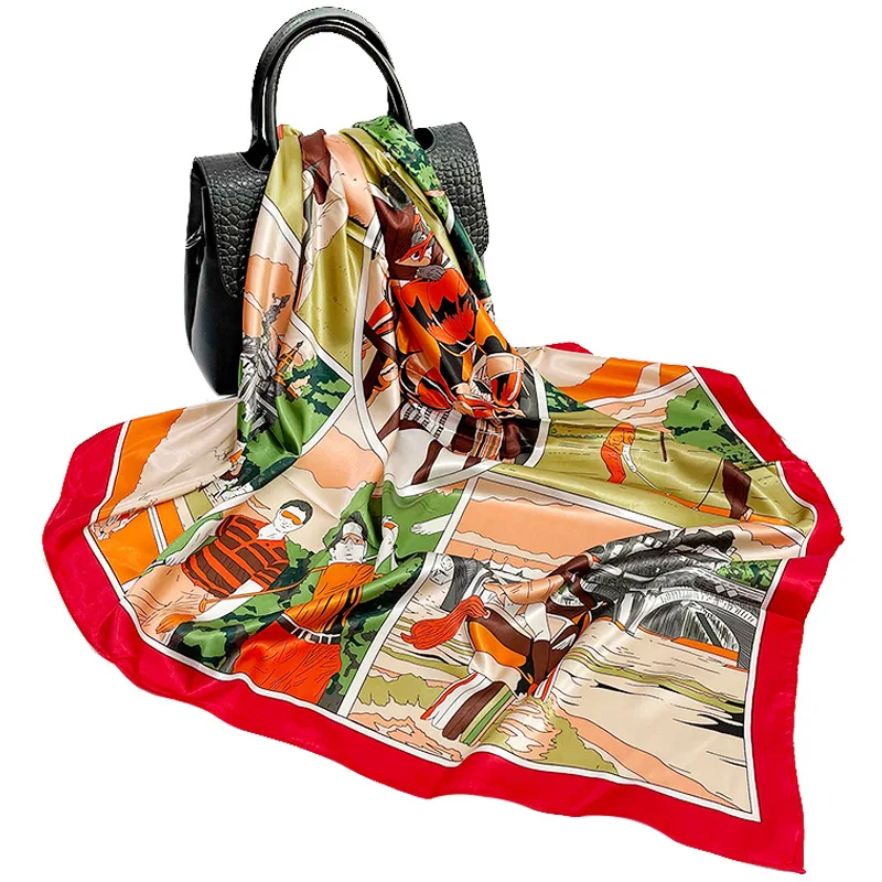 

Шелковый шарф для женщин, новинка 2021, шелковый шарф с профессиональным принтом, атласный большой квадратный шарф, Подарочная коробка, оптовая продажа на заказ