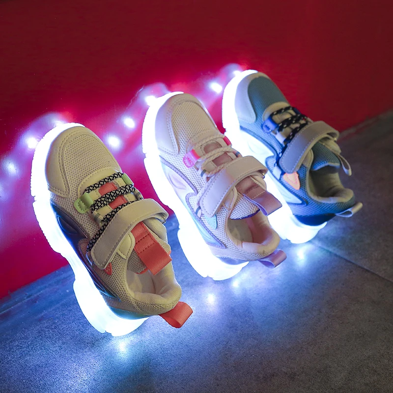 

ULKNN Boys Lights Shoes 2021 Spring Tide 5 Children Aged 6 Lights Glow 3 4 7 Boys Shoes Waterproof Street 8 Of The Girls Kids