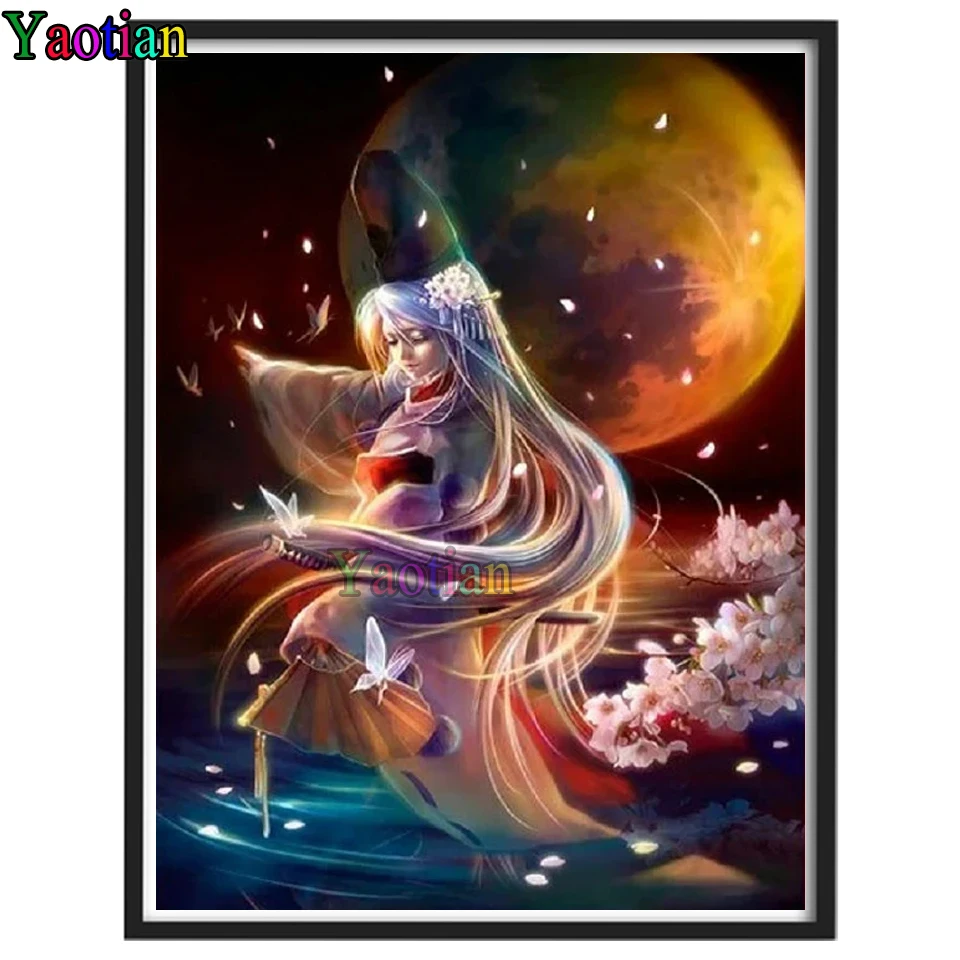 

Full 5D Diy Diamond Painting Anime Girl Flowers Cross Stitch 3D Diamond Mosaic Picture Rhinesrtones Embroidery Handicraft