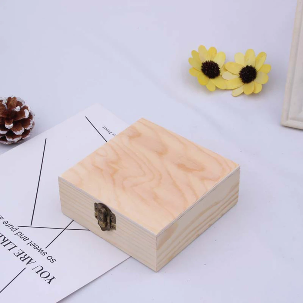 Новый натуральный деревянный ящик для хранения с золотой замок открытка ручной