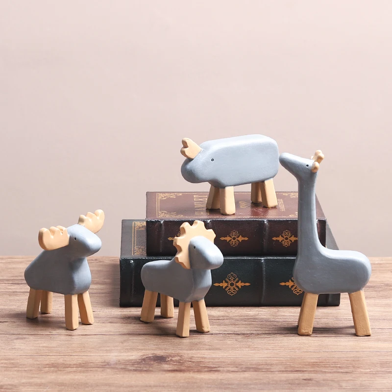 Смола мультфильм лес фигурки животных творческий Европейский Жираф носорог слон